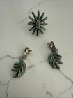 Benson Yazzie Vintage Navajo Sterling Silver  Blue Turquoise Ring & Earrings
