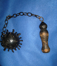 Mace  Chain Costume Accessory - Medieval Wood Handled Chain to Mace Spiked Ball