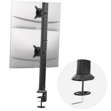 Dual Monitor Articulating Desk Mount Arm Stand - Vertical Stack Screen Black