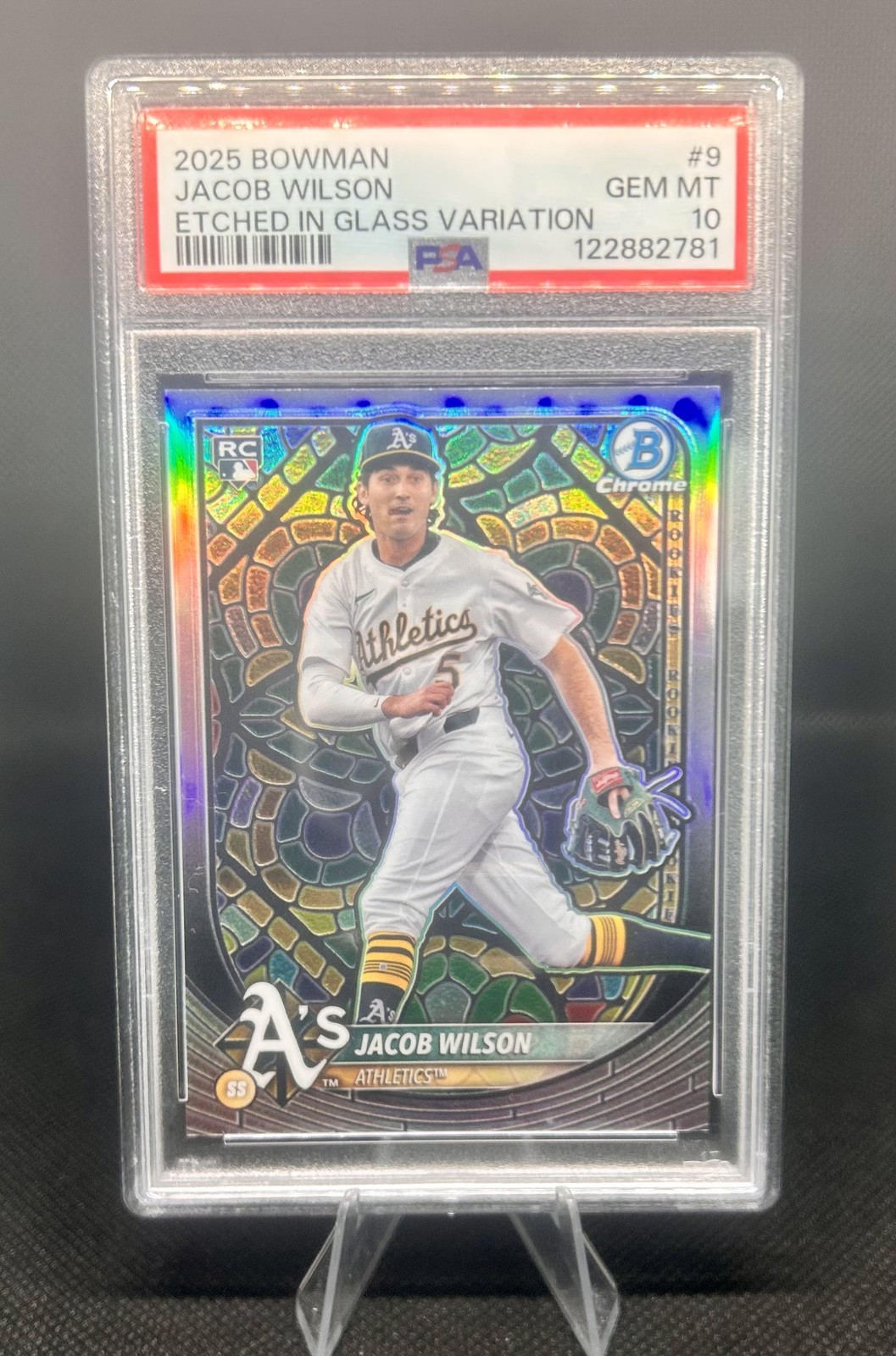 2025 Bowman #9 Jacob Wilson Etched in Glass PSA 10