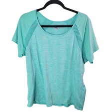 RBX Performance Womens Sz XL Green Solid Short Sleeve Activewear Shirt