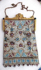 Antique 1920  s Floral Enamel Mesh Purse Bag Orignal condtion 5" L x 7"H
