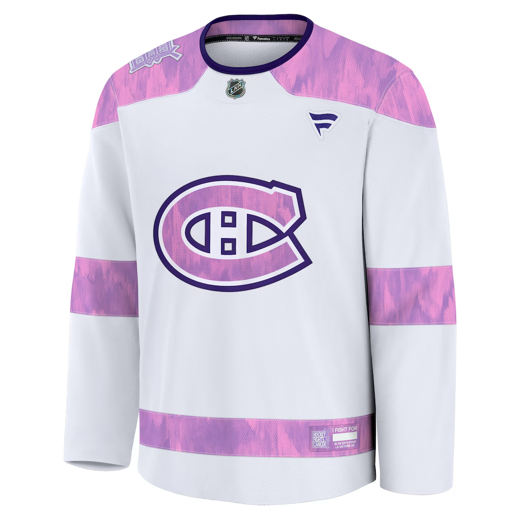 激レア！クリアポリエステル・ウェア・ウルフ　15ポンド Montreal Canadiens Hockey Fights Cancer Purple Fanatics Jersey
