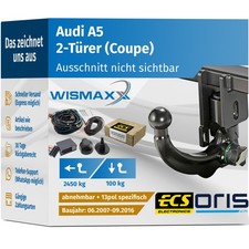 ANHÄNGERKUPPLUNG für Audi A5 8T3 07-16 vert. abnehmbar ORIS +13polig E-Satz ECS