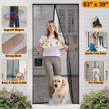 Magnetic Screen Door Retractable Mesh Net Pet Patio Hands Free Anti-Mosquito