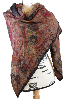 Etro Milano Womens Scarf Shawl Wrap Floral Wool Silk Square Italy Autumnal 54x54