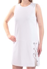 CECE Womens White Sleeveless Above The Knee Shift Cocktail Dress Size: 4