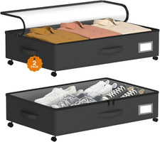Under Bed Storage with Wheels 2-Pack, under Bed Storage Containers, Underbed Box