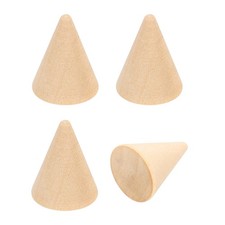 Wood Cone Ring Holder, 4 Pcs Finger Jewelry Display Stand, Wood Color 25x20mm 