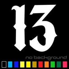 Number 13 Sticker Vinyl Decal Lucky Die Cut - Car Window Wall Decor