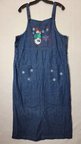 Westbound Petites Damen PM Blue Jeans Pullover Kleid bestickt Schneemann (40x44) - Bild 1 von 8