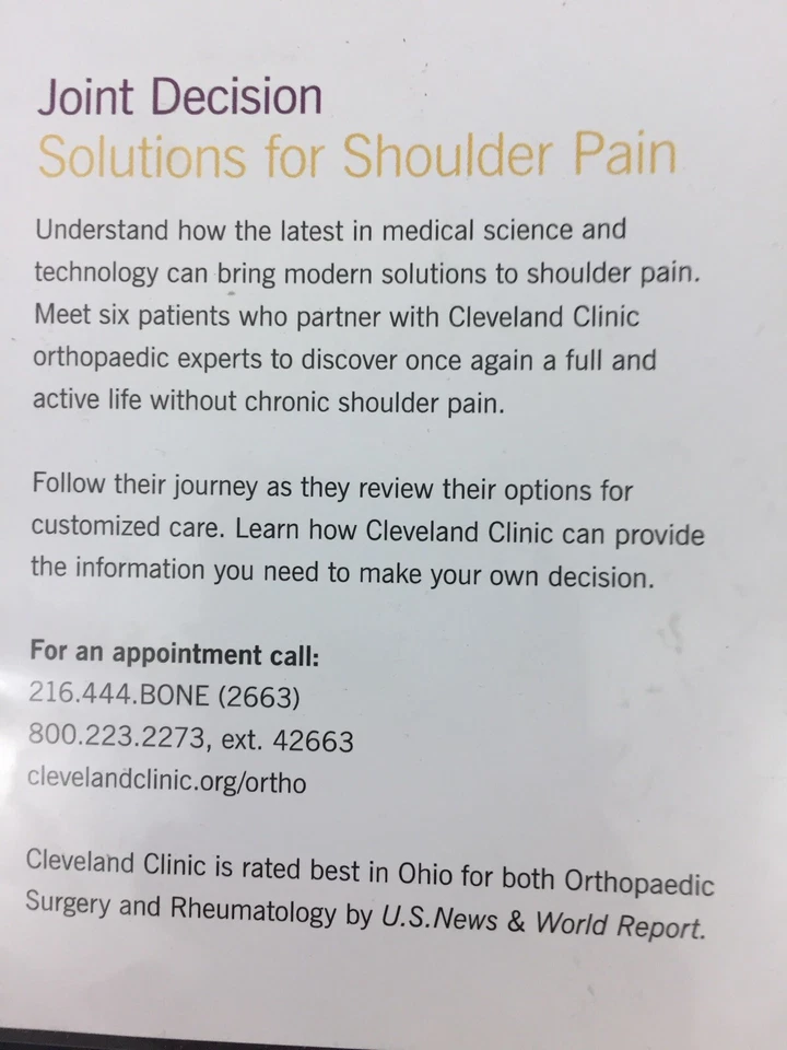 Decisión conjunta: soluciones para el dolor de hombro - Cleveland Clinic (CD-ROM) Foto 4 de 4