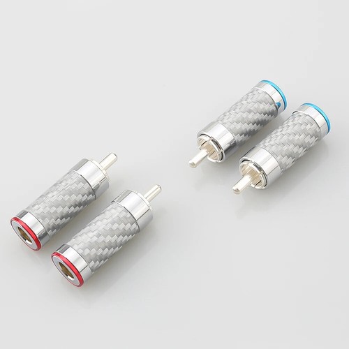 4pcs Carbon Fiber Shell Silver Plated RCA Plug HiFi Audio Cable RCA Connector - Picture 5 of 8