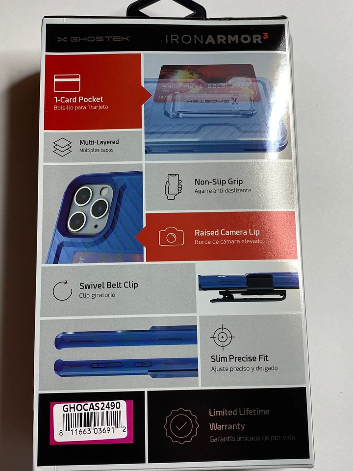 Funda Duradera Portatarjetas iPhone 7, 8, SE (2020) - Negra de GHOSTEK Foto 4 de 4