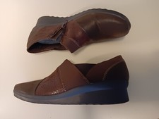 CLARKS Cloudsteppers Sz 8M Side Zip Loafers, Brown Leather ,faux Snake Ex Cond