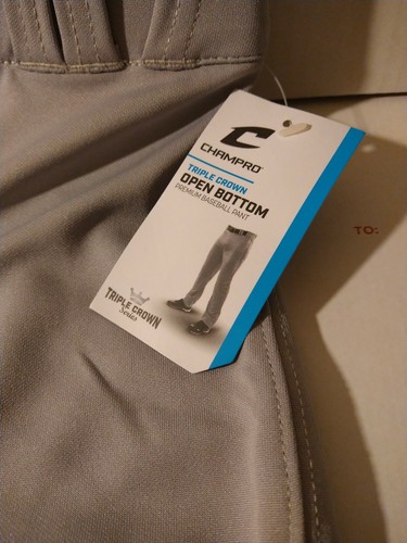 Pantalones de béisbol Champro jóvenes gris mediano marrón triple corona parte inferior abierta - Imagen 3 de 5