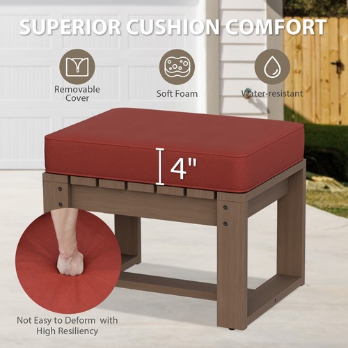 EAGLE PEAK Natural Cedar 2PCS Outdoor Patio Ottomans with Removable Cushions - Picture 2 of 27