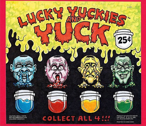 Vintage Set Of 4 Lucky Yuckies Yuck Heads Gumball Vending Machine Toy Prizes - Picture 2 of 2