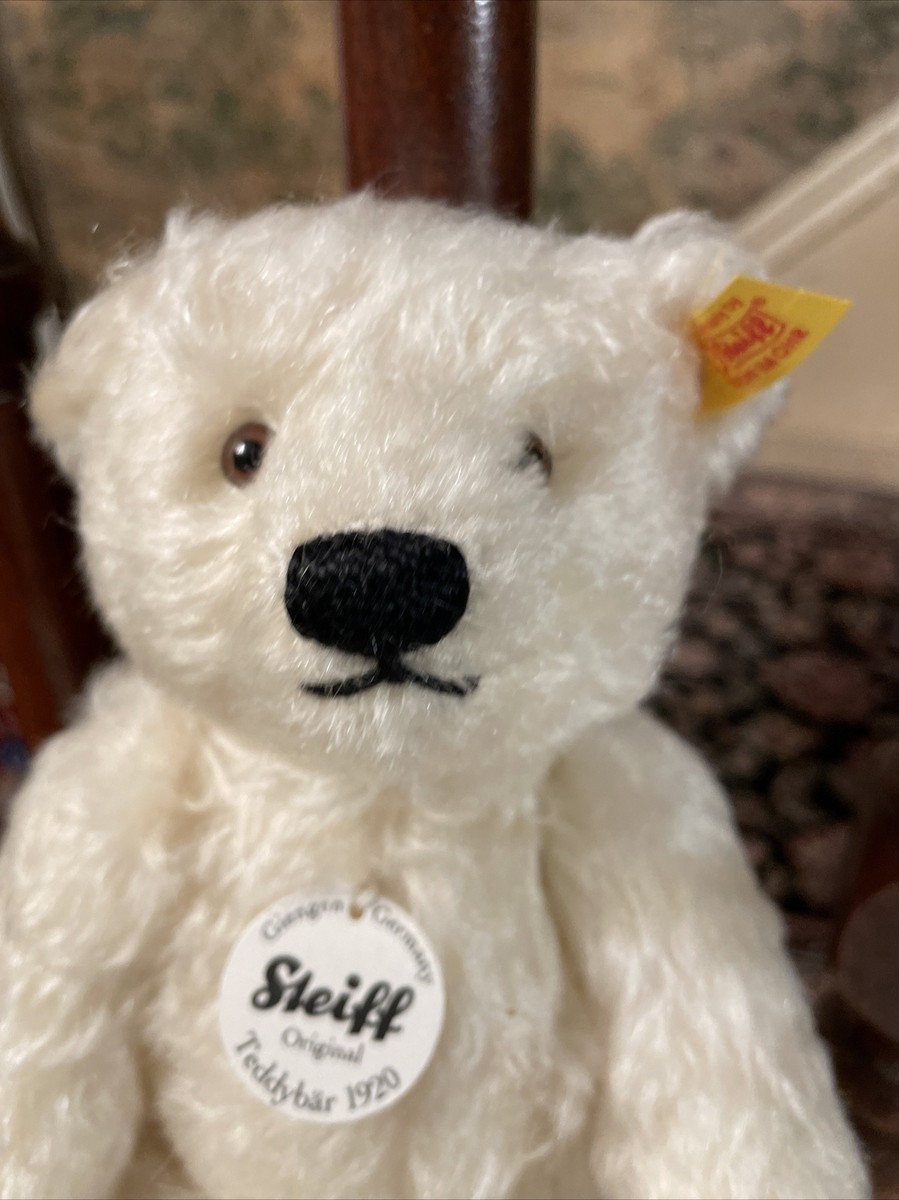 Original 2004 Steiff 10” 000768 White Mohair Jointed Teddy Bear