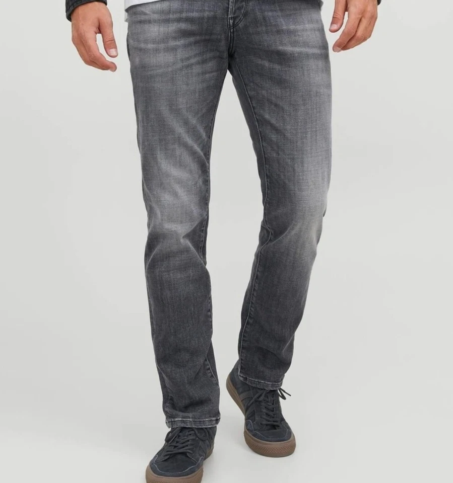 Pantalones de mezclilla para hombre JACK & JONES ajustados rectos grises Foto 2 de 4