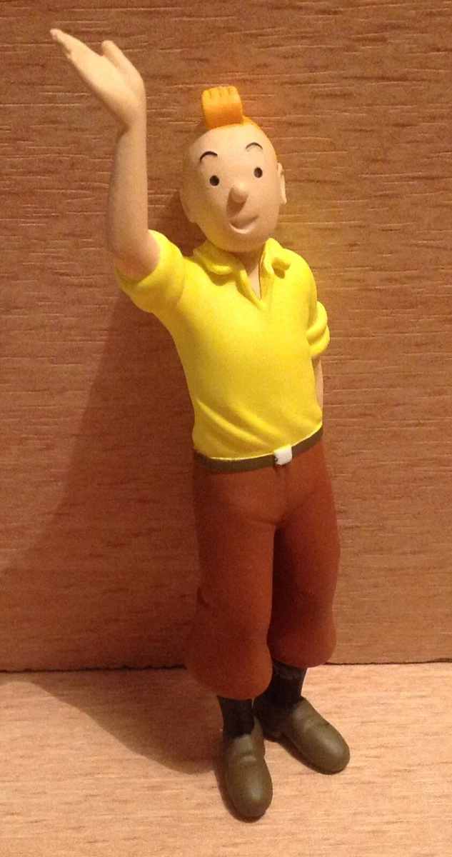 FIGURINE PVC MOULINSART TINTIN KUIFJE HERGE 2011 TINTIN SALUANT PULL JAUNE