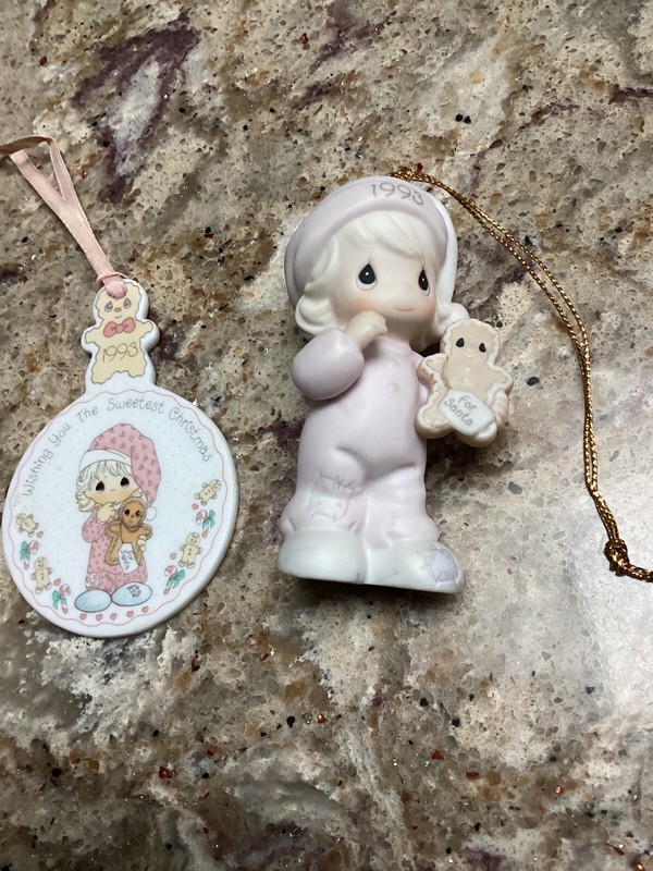 Two Precious Moments Ornaments “Wishing You The Sweetest Christmas”  Dated 1993