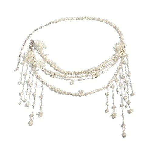 Perla Borla Cintura Cuentas Cadena Bikini Vientre Cinturón Cuerpo Joyería Vestido Decoración Foto 4 de 4