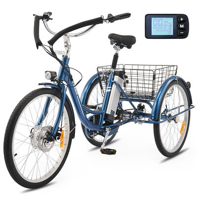 VIRIBUS Electric 350W 24''/26'' Adult Tricycle 3-Wheel Bike E-Trike LCD Display