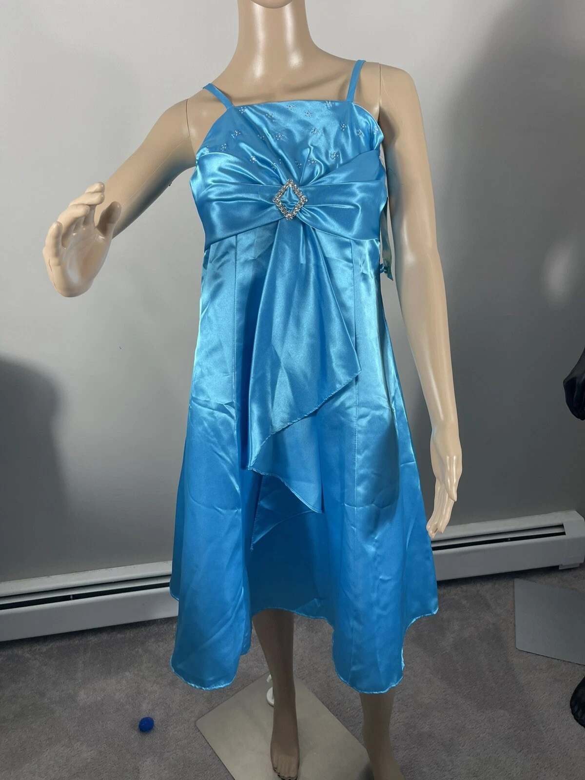 Sophia Young girls Blue formal gown Shawl And Rhinestone dress sz 8 NWT