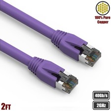 2FT Cat8 RJ45 Network LAN Ethernet S/FTP Patch Cable Copper 2GHz 40Gbps Purple