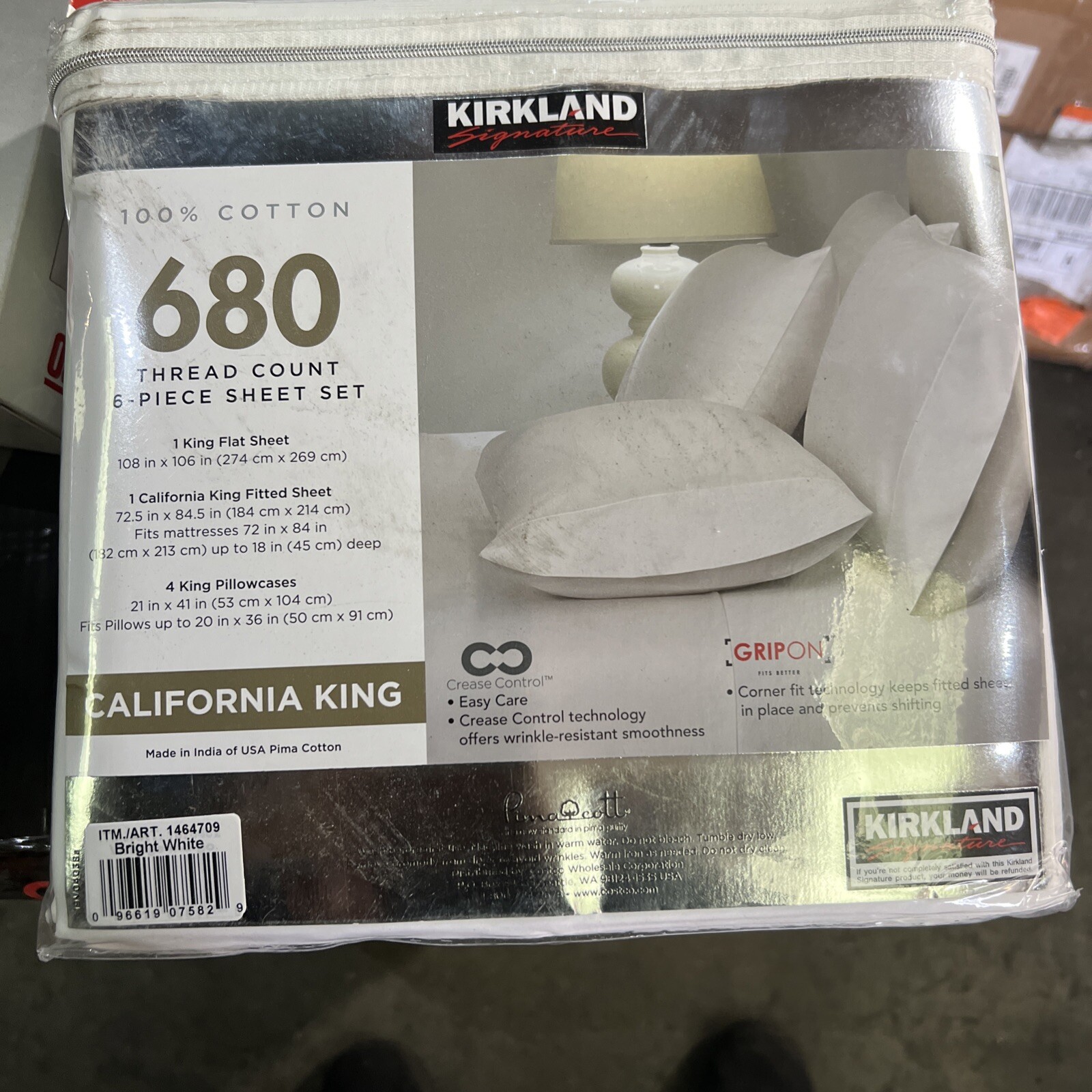 Kirkland Signature 680 Thread Count 6 Piece Sheet Set - Cal. King White