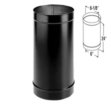 1 Chimney Stove Pipe 6" Dia Single Wall Steel 24-Gauge 24" Length Single Headed