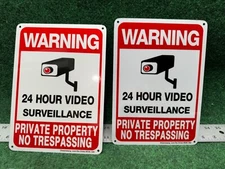Private Property No Trespassing Sign, Video Surveillance Signs Outdoor 2 Pack