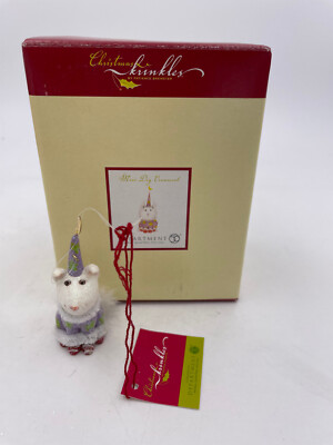 D56-Patience Brewster, Krinkles *Mini White Dog Orn, w/ Purple Outfit* 36601.3