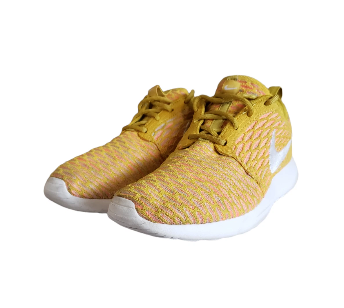 Bondgenoot Tragisch Sluiting Nike Roshe One flyknit shoes Gold/orange/white Women's Size 7 | eBay