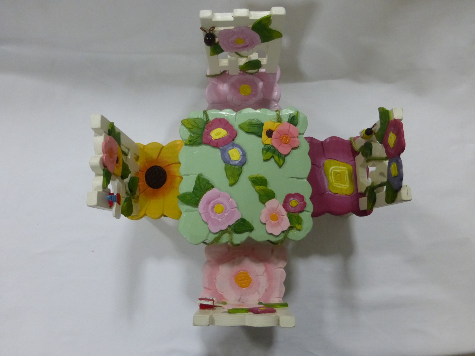 Delton Collectibles dolls wooden floral table 4 chairs picnic set