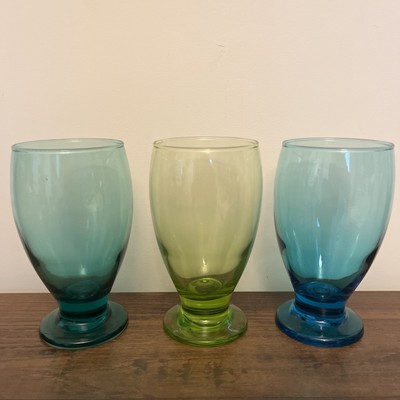 VTG Cristar Copa Lexington 1 Lime & 2 Aqua Goblets 12oz ~ 5.5  ~ SET OF 3