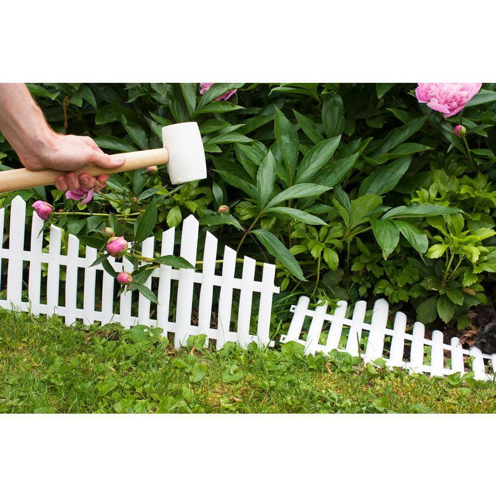 Garden Fence 24 in. L White Plastic Resin Picket Interlocking Pieces (18-Pack)