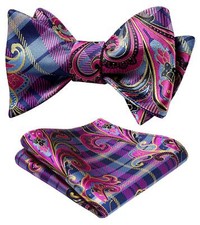 Bow Ties for Men Floral Self Tie Bowtie Pocket Square Jacquard Woven Set