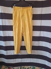 Vintage 80s Liz Claiborne 100 Linen High Rise Trouser Pants Yellow Costa Rico