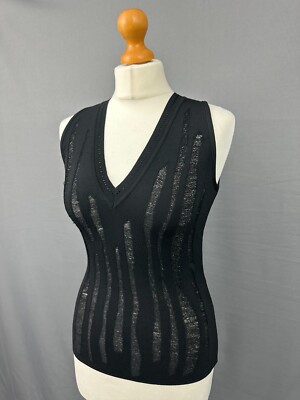 FAUSTO PUGLISI ÄRMELLOSER PULLOVER / SCHWARZES TOP - Größe IT 40 - UK 8