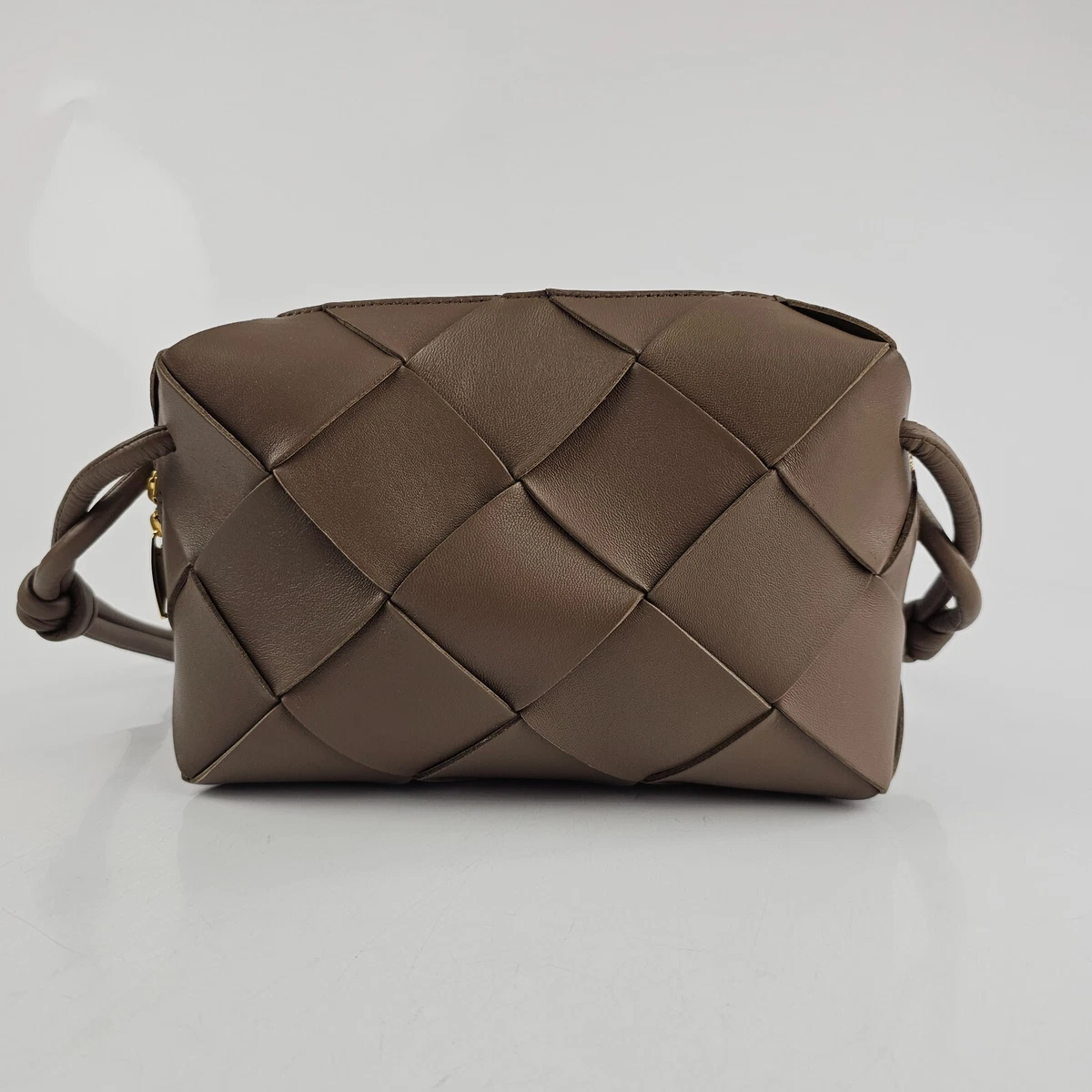 Bottega Veneta Loop Small Taupe Gray Leather Crossbody Bag New