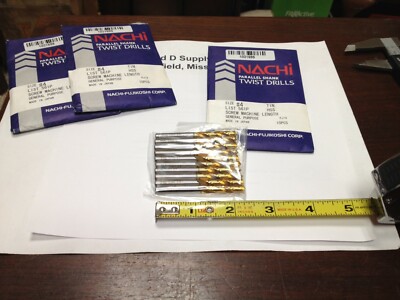 *** Pack of 10 ***, Nachi 1021699, #4 Screw Machine Drill Bits, 118°, HSS, TiN