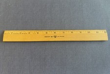 VINTAGE WESTCOTT USA 12  WOOD RULER WITH METAL EDGE NO. R501-12 OLD LOGO VGC