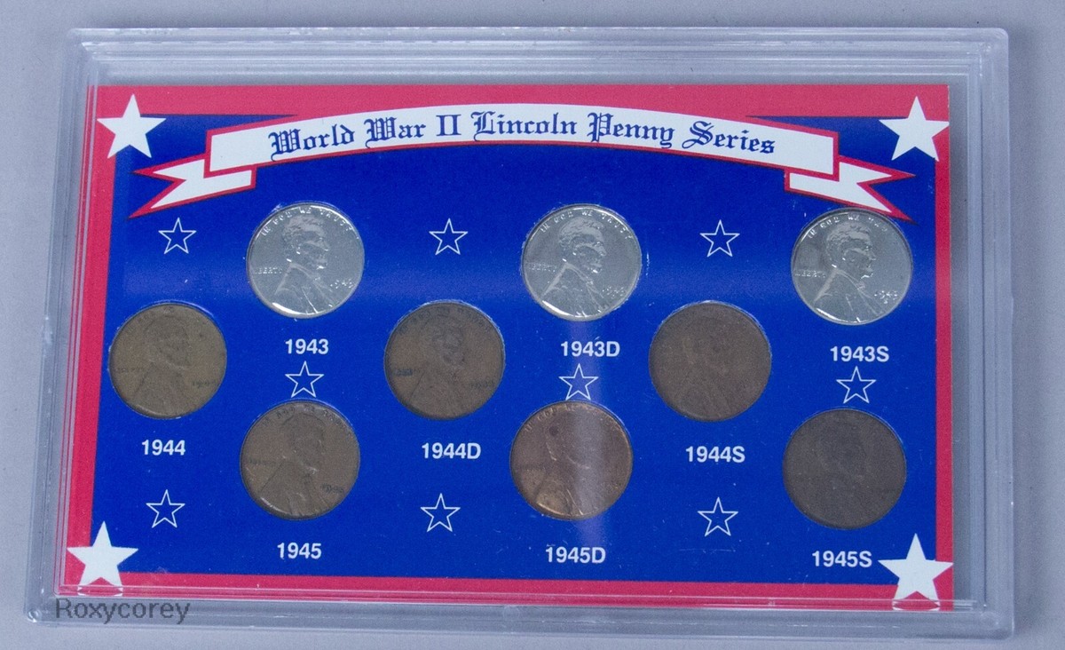 Vintage World War 2 Lincoln Penny Series 1943-1945 Steel Pennies