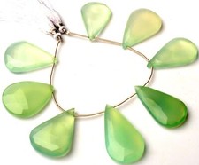 Natural Gem Green Chalcedony 34x21 to 41x22 mm Faceted Big Briolette Beads 8"