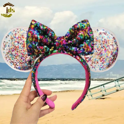 Disney Pink Rainbow Star Unicorn Sequin Make Your Own Magic Ears headband BNWT sc11682.jpg main image 2