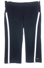 VTG Nike Crop Capri Pants Women's M Back Zip Pocket Golf Navy Blue White Y2K