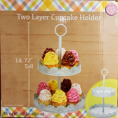 Two Layer Cupcake Stand Holder ''Mint Green'' 9.92''x14.72'' With Decorative Trim