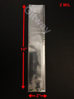 2 x 10''  Clear Plastic Poly LDPE Bags Lay Open Top Flat 2x10'' 2 MiL 100 500 1000